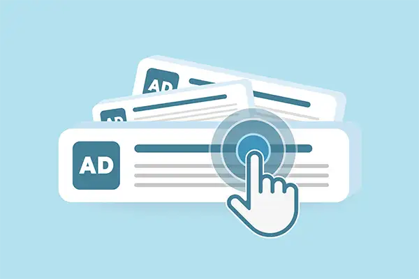 Pointing finger clicking on an ad Pointing finger clicking on an ad